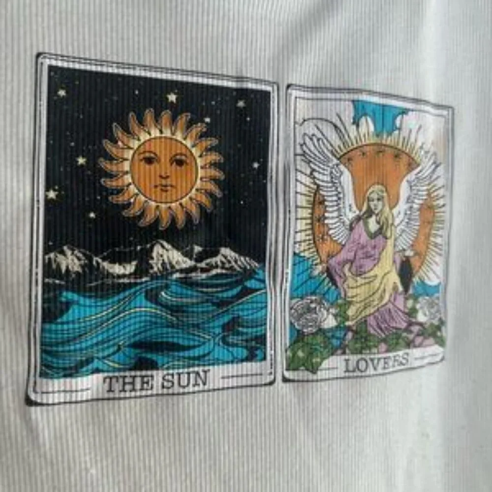 Women’s Large Ribbed Tarot Card Short Sleeve Tee Shirt - Picture 3 of 4